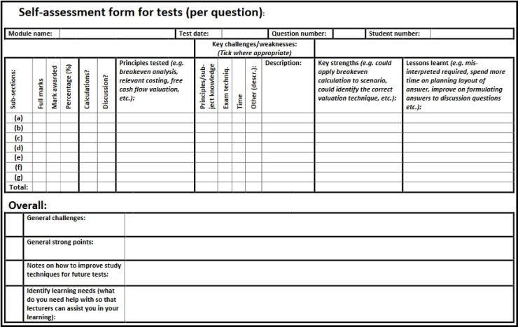 Self-assessment template